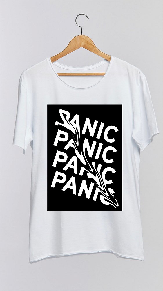 Camiseta PANIC - 100% algodão corte a fio branca