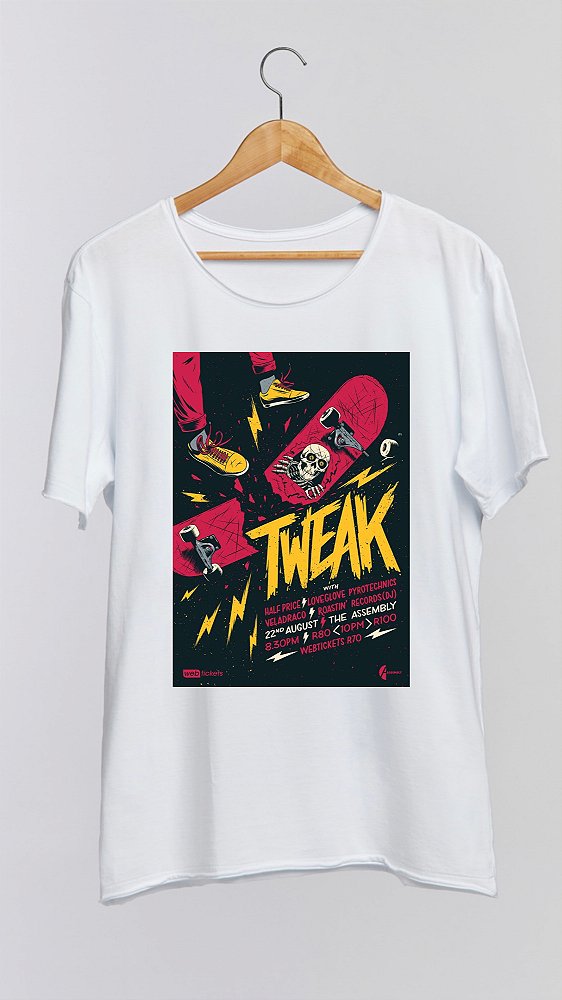 Camiseta TWEAK - 100% algodão corte a fio branca