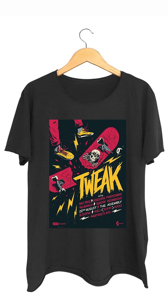 Camiseta TWEAK - 100% algodão corte a fio preta