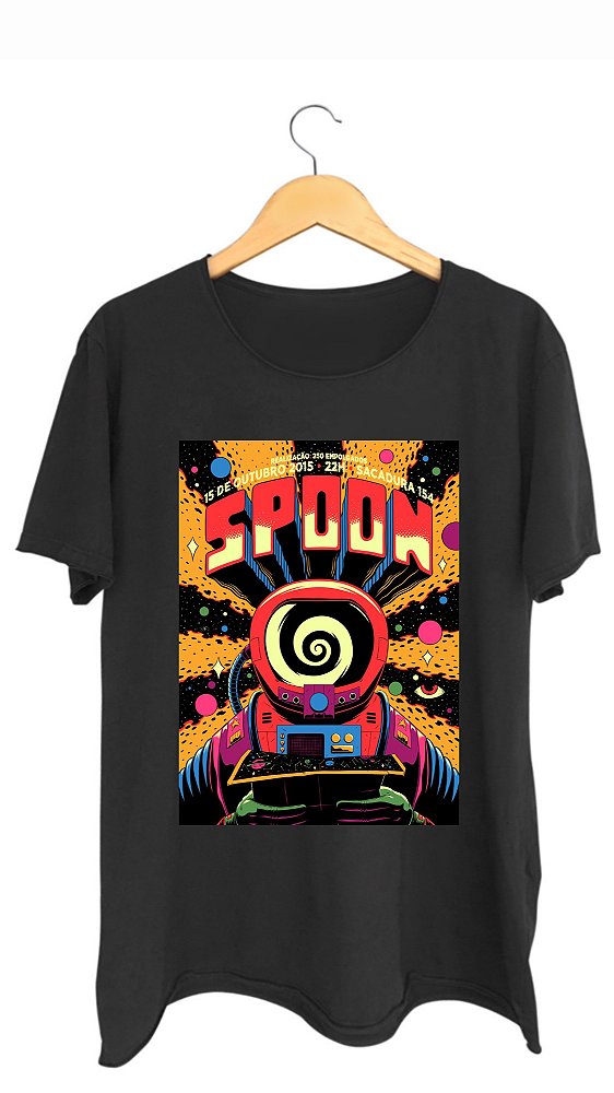 Camiseta SPOON - 100% algodão corte a fio preta