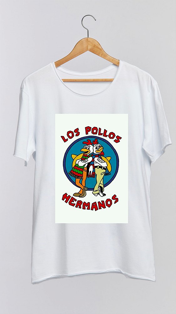 Camiseta LOS POLLOS HERMANOS - 100% algodão corte a fio branca