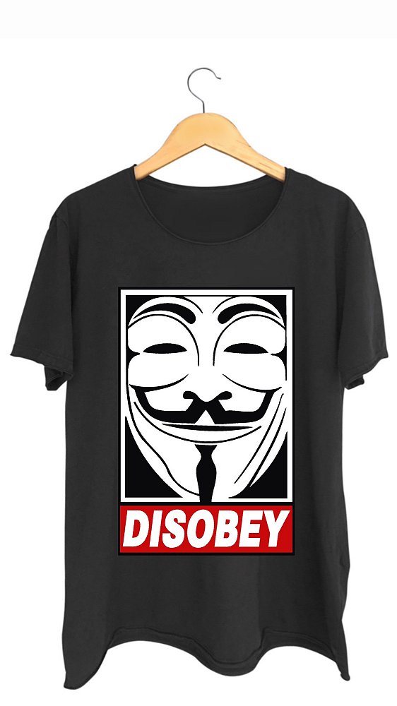 Camiseta DISOBEY - 100% algodão corte a fio preta