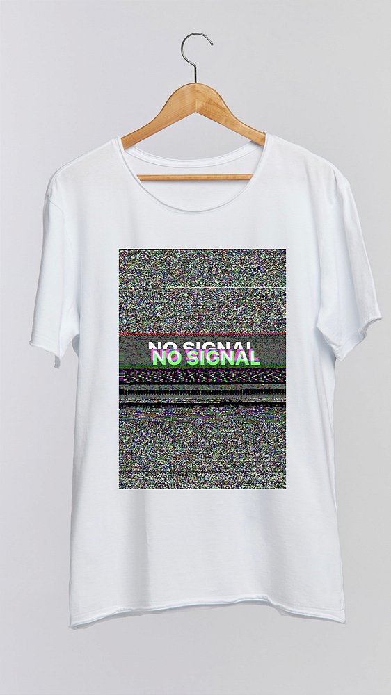 Camiseta NO SIGNAL - 100% algodão corte a fio branca