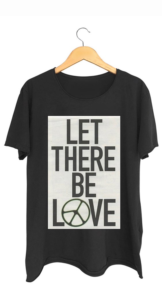 Camiseta LET THERE BE LOVE - 100% algodão corte a fio preta