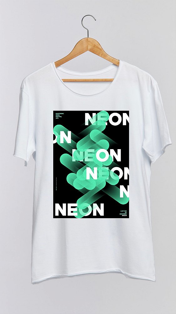 Camiseta NEON - 100% algodão corte a fio branca