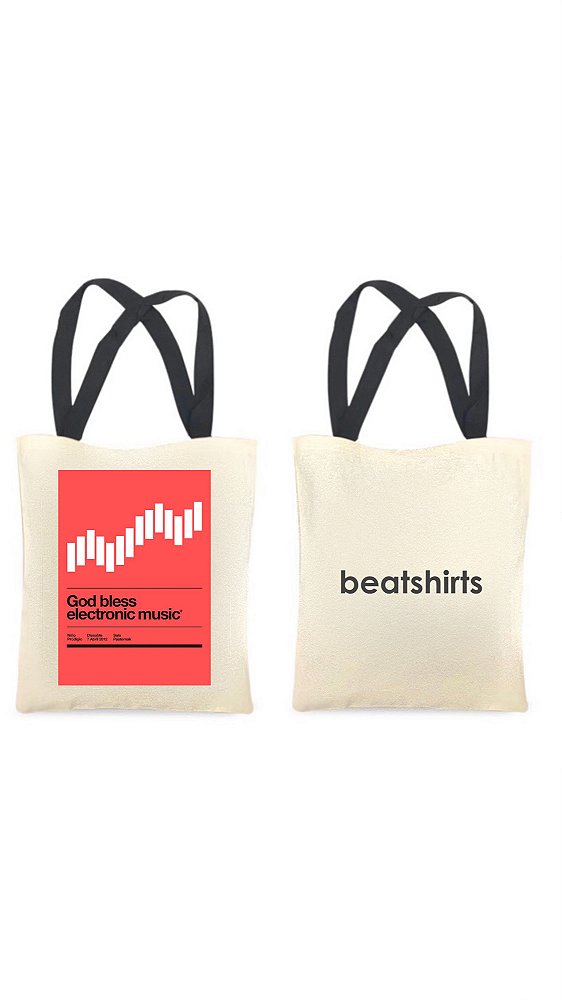 Ecobag com alça preta - 100% algodão - 30cmx40cm - ELECTRONIC MUSIC