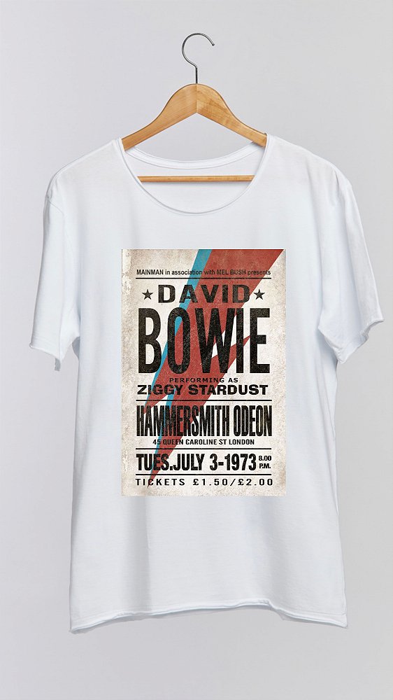Camiseta BOWIE - 100% algodão corte a fio branca