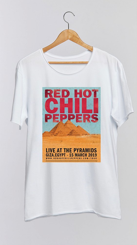 Camiseta RED HOT CHILI PEPPERS - 100% algodão corte a fio branca