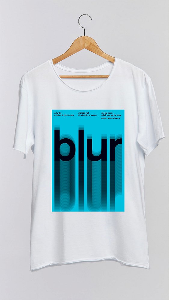 Camiseta BLUR - 100% algodão corte a fio branca