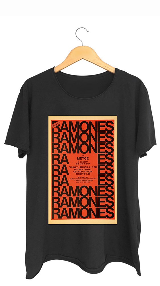 Camiseta RAMONES - 100% algodão corte a fio preta