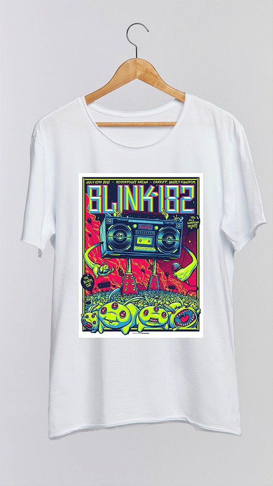Camiseta BLINK 182 - 100% algodão corte a fio branca