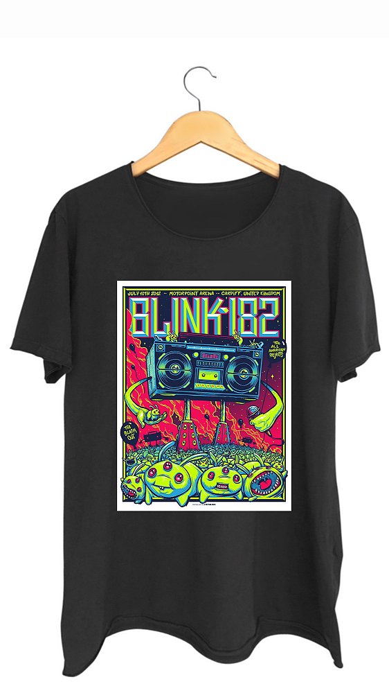 Camiseta BLINK 182 - 100% algodão corte a fio preta