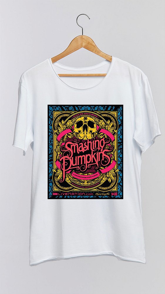 Camiseta SMASHING PUMPKINS - 100% algodão corte a fio branca