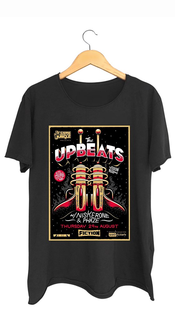 Camiseta THE UPBEATS - 100% algodão corte a fio preta