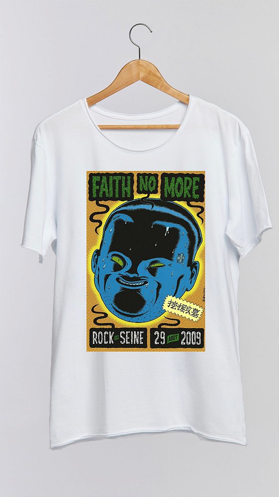 Camiseta FAITH NO MORE - 100% algodão corte a fio branca