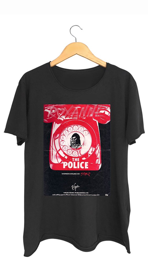 Camiseta THE POLICE - 100% algodão corte a fio preta