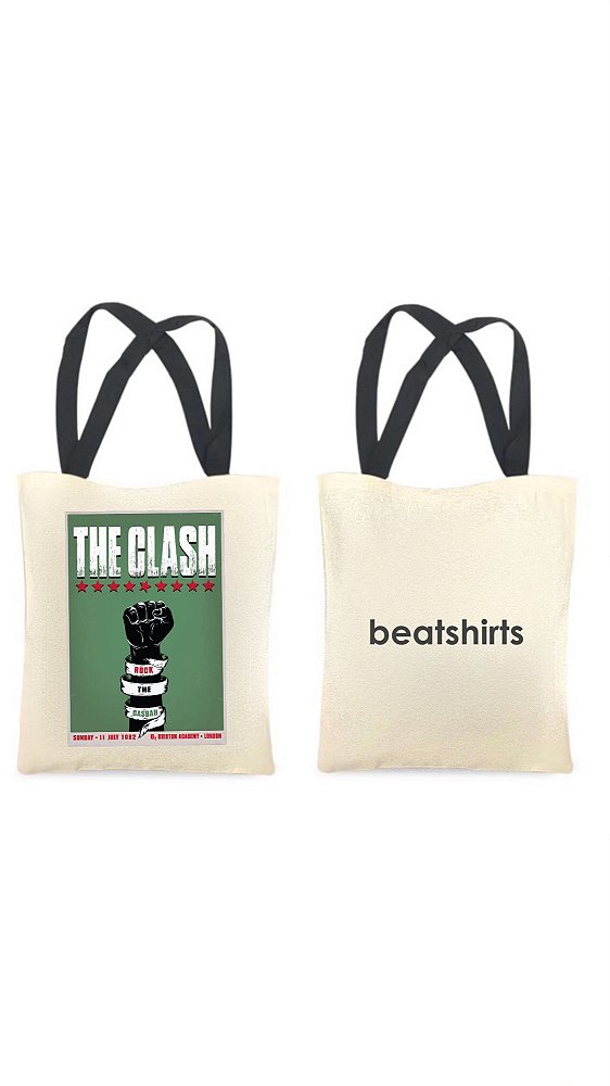 Ecobag com alça preta - 100% algodão - 30cmx40cm - THE CLASH