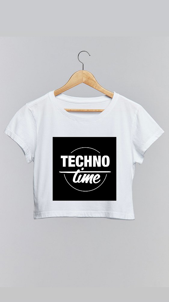 Cropped TECHNO TIME - 100% algodão branco