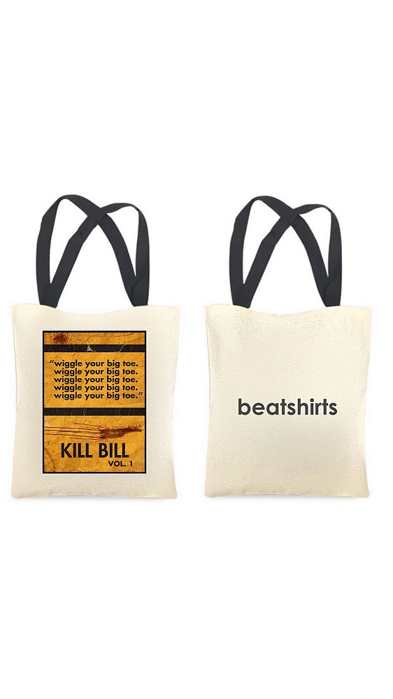 Ecobag com alça preta - 100% algodão - 30cmx40cm - KILL BILL