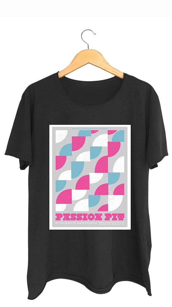 Camiseta PASSION PIT - 100% algodão corte a fio preta