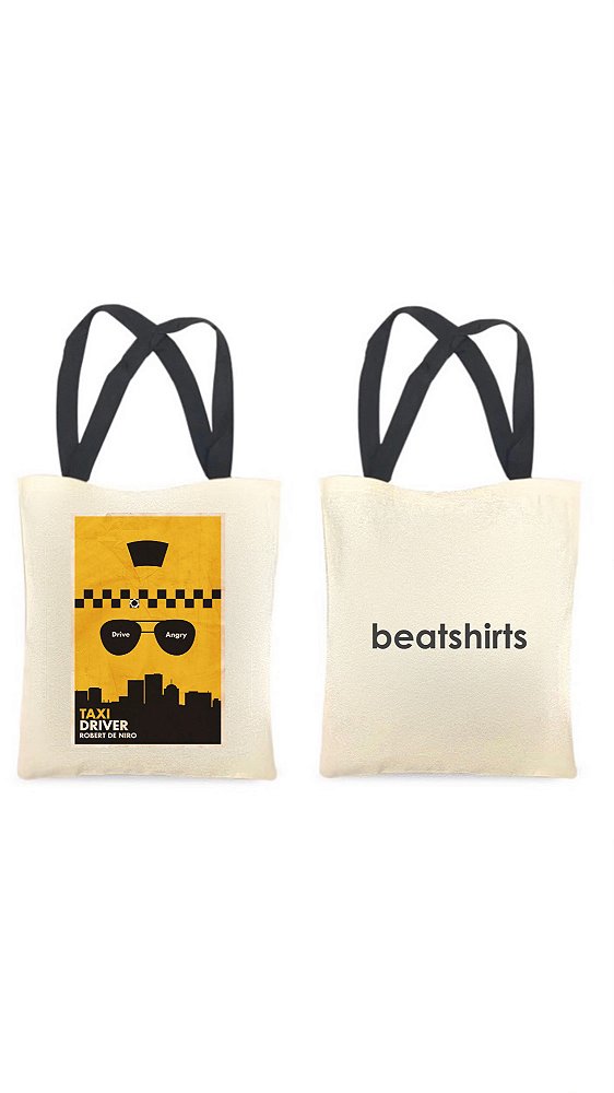 Ecobag com alça preta - 100% algodão - 30cmx40cm - TAXI DRIVER