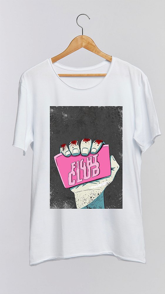 Camiseta FIGHT CLUB - 100% algodão corte a fio branca