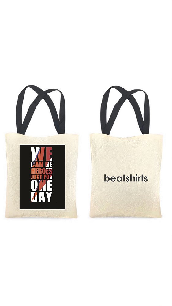 Ecobag com alça preta - 100% algodão - 30cmx40cm - HEROES