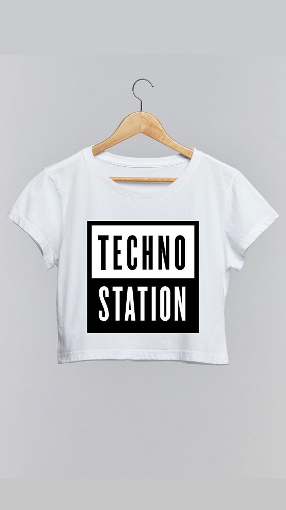 Cropped TECHNO STATION - 100% algodão branco
