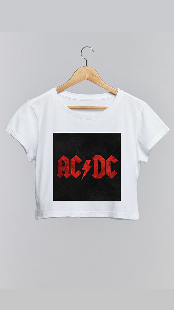 Cropped AC/DC - 100% algodão branco