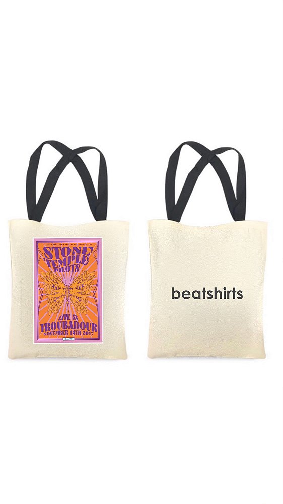 Ecobag com alça preta - 100% algodão - 30cmx40cm - STONE TEMPLE PILOTS