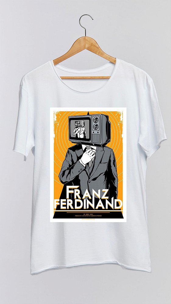 Camiseta FRANZ FERDINAND - 100% algodão corte a fio branca