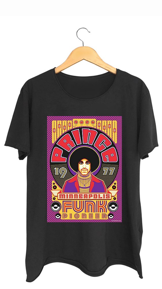 Camiseta PRINCE - 100% algodão corte a fio preta