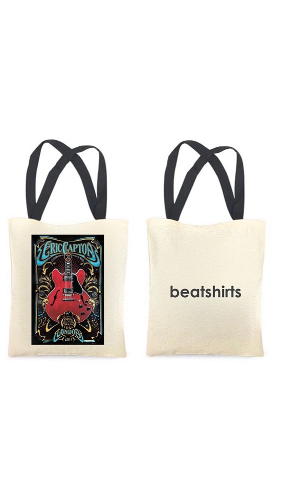 Ecobag com alça preta - 100% algodão - 30cmx40cm - ERIC CLAPTON