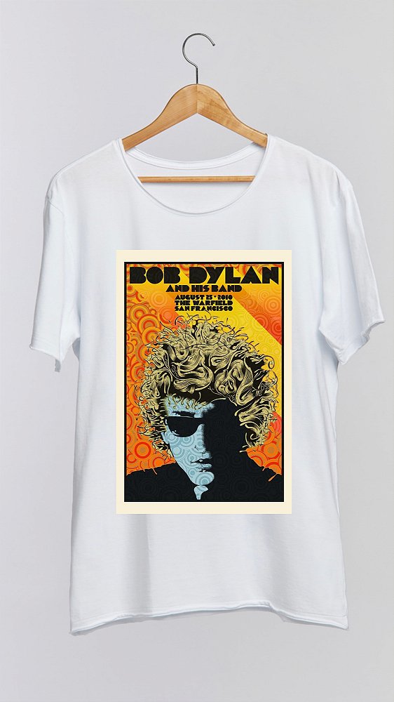 Camiseta BOB DYLAN - 100% algodão corte a fio branca