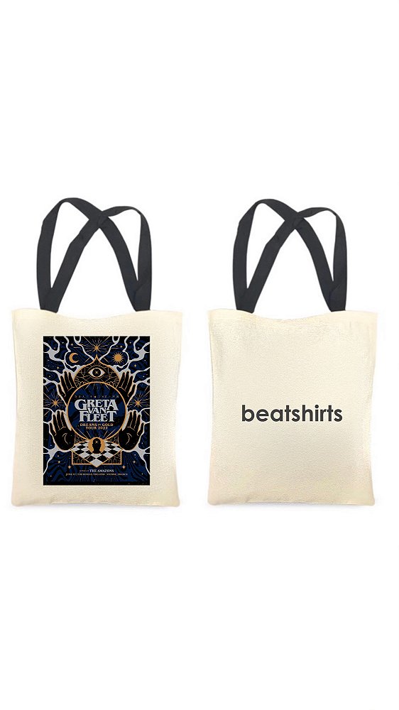 Ecobag com alça preta - 100% algodão - 30cmx40cm - GRETA VAN FLEET