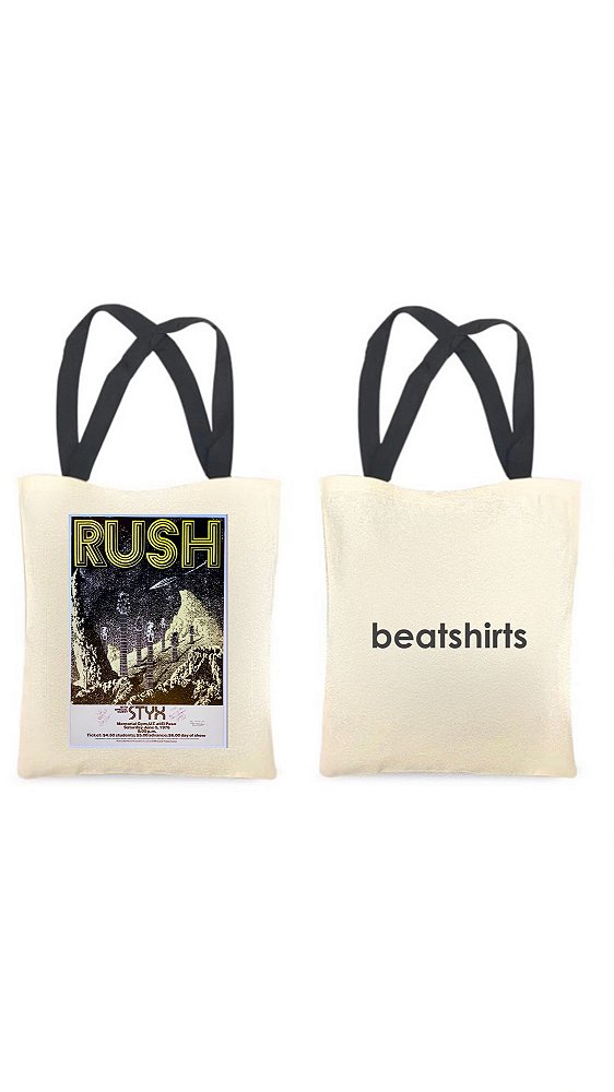 Ecobag com alça preta - 100% algodão - 30cmx40cm - RUSH