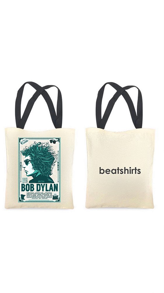 Ecobag com alça preta - 100% algodão - 30cmx40cm - BOB DYLAN I