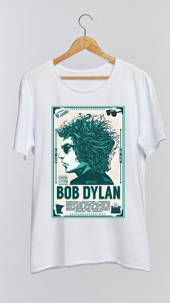 Camiseta BOB DYLAN I - 100% algodão corte a fio branca