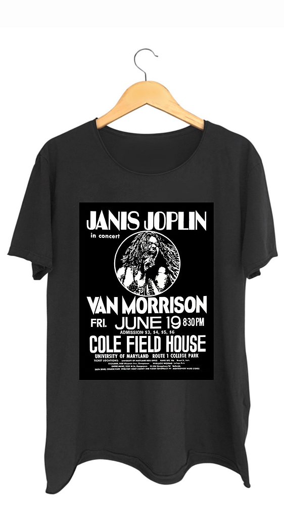 Camiseta JANIS JOPLIN - 100% algodão corte a fio preta