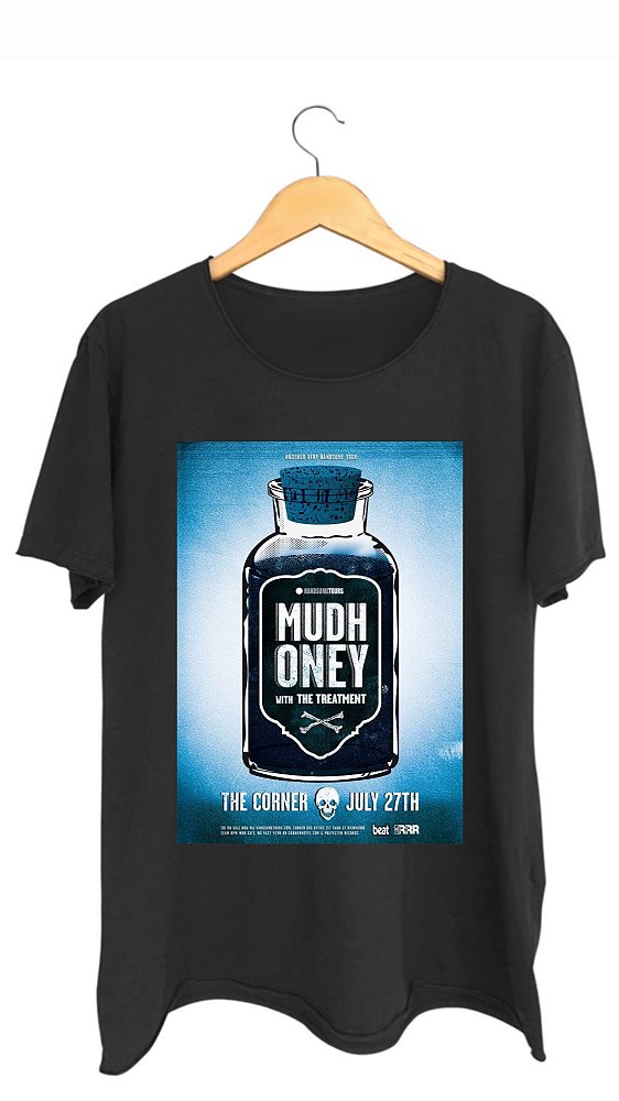 Camiseta MUDHONEY - 100% algodão corte a fio preta