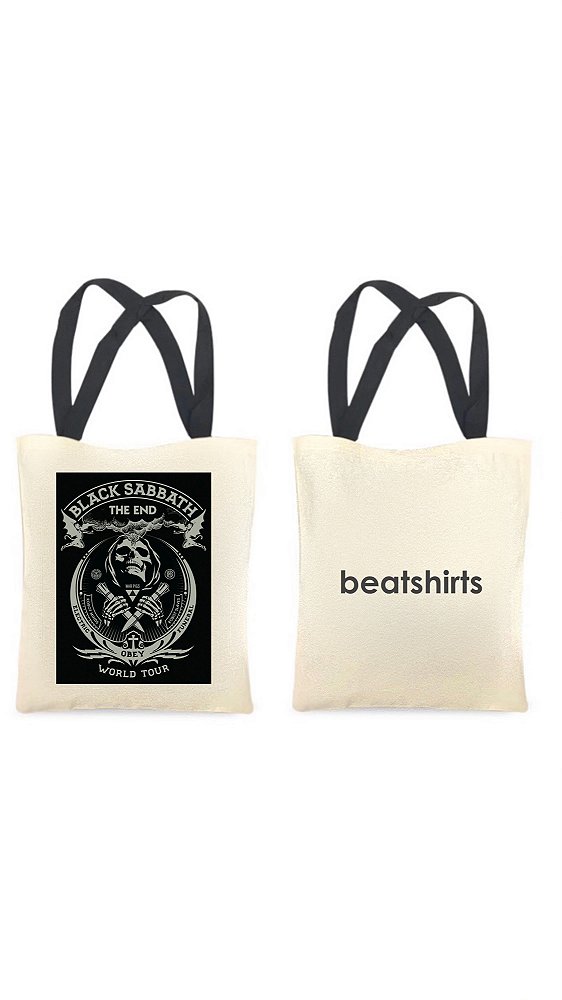 Ecobag com alça preta - 100% algodão - 30cmx40cm - BLACK SABBATH