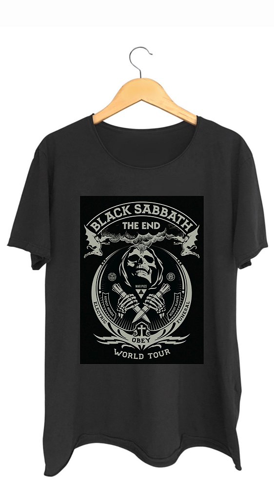 Camiseta BLACK SABBATH - 100% algodão corte a fio preta