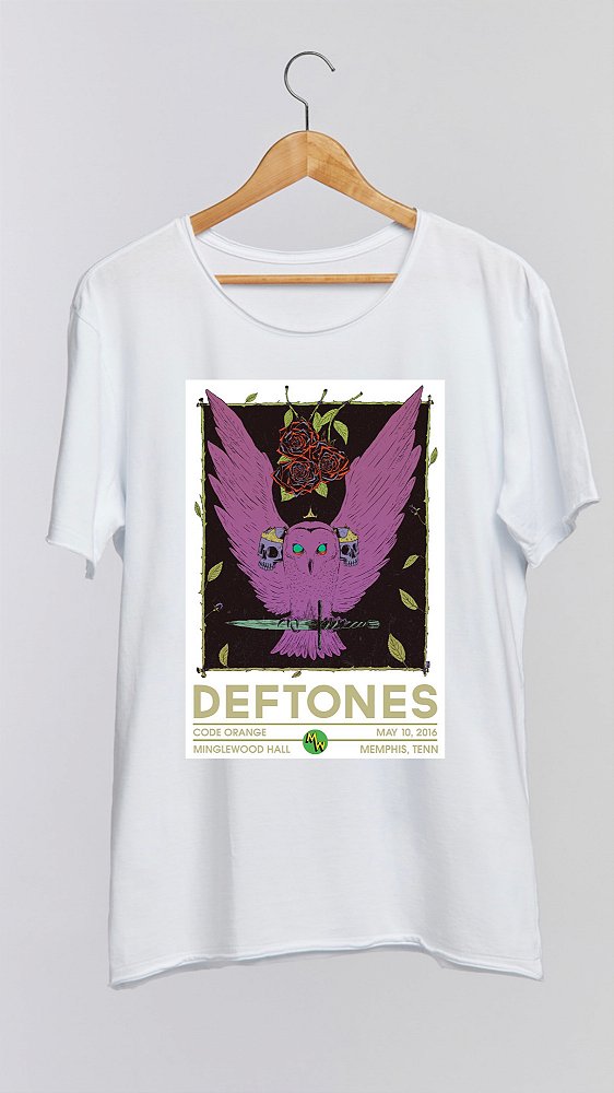 Camiseta DEFTONES - 100% algodão corte a fio branca