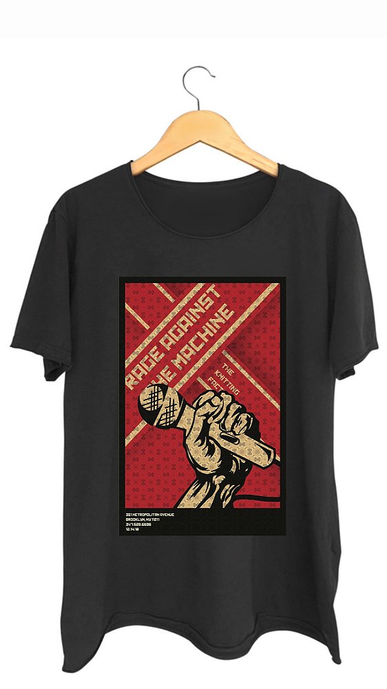 Camiseta RAGE AGAINST THE MACHINE - 100% algodão corte a fio preta