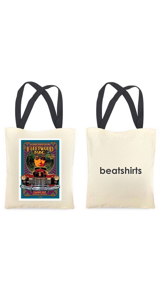 Ecobag com alça preta - 100% algodão - 30cmx40cm - FLEETWOOD MAC