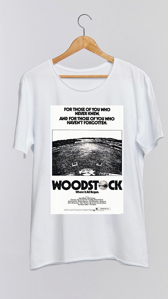 Camiseta WOODSTOCK II - 100% algodão corte a fio branca
