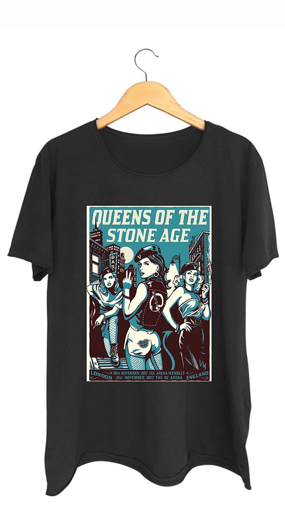 Camiseta QUEENS OF THE STONE AGE I - 100% algodão corte a fio preta