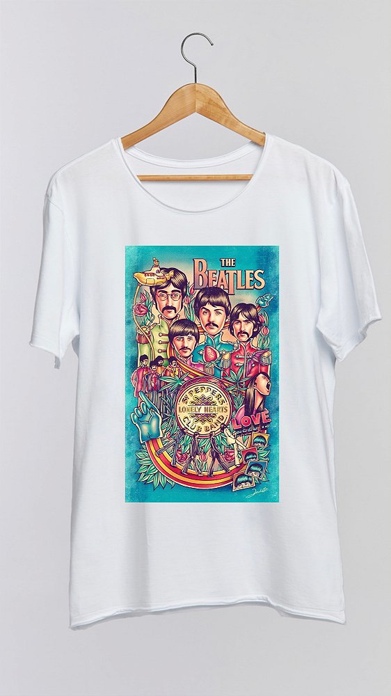 Camiseta THE BEATLES I - 100% algodão corte a fio branca