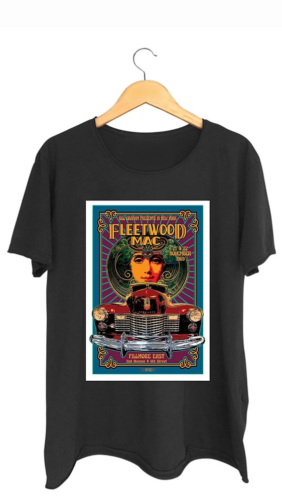 Camiseta FLEETWOOD MAC - 100% algodão corte a fio preta