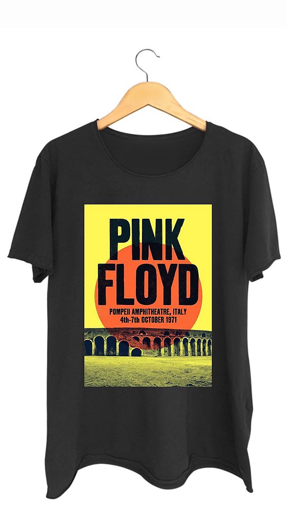 Camiseta PINK FLOYD II - 100% algodão corte a fio preta